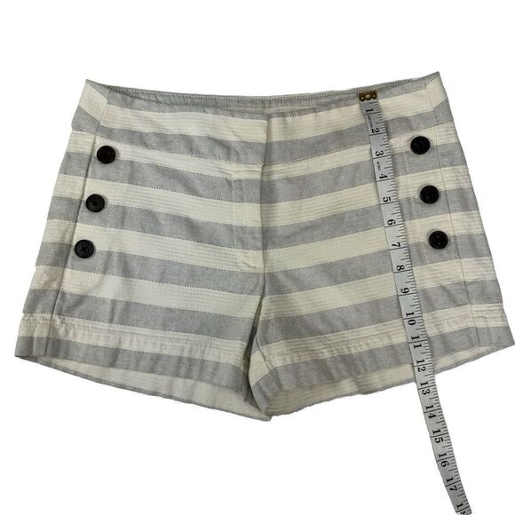 Loft Shorts Size 4 White Striped With Black Buttons On Side - Picture 7 of 9